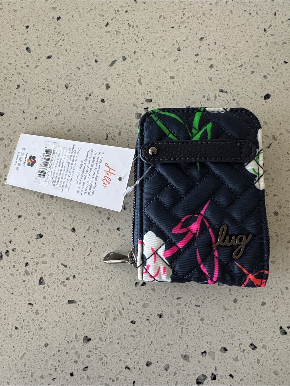 Lug Flurry Bright Floral RFID Wallet Quilted Chevron Design Casual Travel NWT